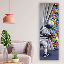Lade das Bild in den Galerie-Viewer, Leinwandbild Banksy - Graffity Wall Panorama Hoch
