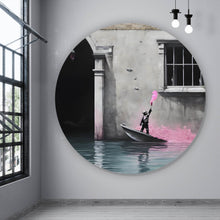 Lade das Bild in den Galerie-Viewer, Aluminiumbild Banksy - Junge mit Leuchtfeuer Kreis
