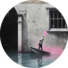 Lade das Bild in den Galerie-Viewer, Aluminiumbild Banksy - Junge mit Leuchtfeuer Kreis
