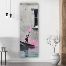 Lade das Bild in den Galerie-Viewer, Aluminiumbild gebürstet Banksy - Junge mit Leuchtfeuer Panorama Hoch
