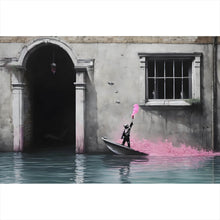 Lade das Bild in den Galerie-Viewer, Aluminiumbild Banksy - Junge mit Leuchtfeuer Querformat
