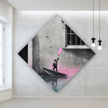 Lade das Bild in den Galerie-Viewer, Spannrahmenbild Banksy - Junge mit Leuchtfeuer Raute

