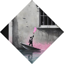 Lade das Bild in den Galerie-Viewer, Acrylglasbild Banksy - Junge mit Leuchtfeuer Raute
