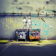 Lade das Bild in den Galerie-Viewer, Spannrahmenbild Banksy - Life is short Quadrat
