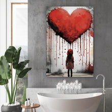 Lade das Bild in den Galerie-Viewer, Acrylglasbild Mädchen mit Herz Street Art Hochformat
