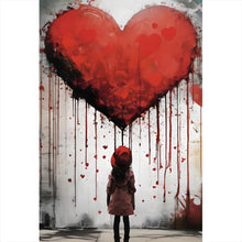 Lade das Bild in den Galerie-Viewer, Poster Mädchen mit Herz Street Art Hochformat
