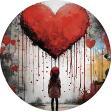 Lade das Bild in den Galerie-Viewer, Aluminiumbild gebürstet Mädchen mit Herz Street Art Kreis
