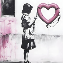 Lade das Bild in den Galerie-Viewer, Spannrahmenbild Banksy - Mädchen mit Rettungsring Quadrat
