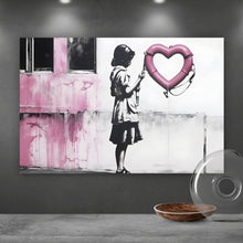 Lade das Bild in den Galerie-Viewer, Leinwandbild Banksy - Mädchen mit Rettungsring Querformat

