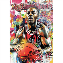 Lade das Bild in den Galerie-Viewer, Leinwandbild Basketballspieler mit farbenfrohem Hintergrund Hochformat
