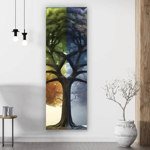 Acrylglasbild Baum 4 Jahreszeiten Panorama Hoch