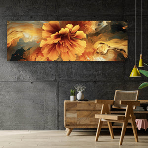 Aluminiumbild gebürstet Beeindruckende abstrakte Blume Fluid Art Panorama