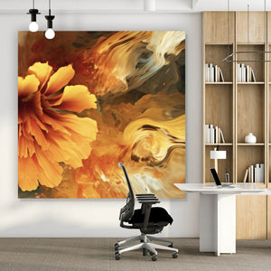 Poster Beeindruckende abstrakte Blume Fluid Art Quadrat