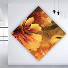 Lade das Bild in den Galerie-Viewer, Aluminiumbild gebürstet Beeindruckende abstrakte Blume Fluid Art Raute
