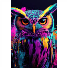 Lade das Bild in den Galerie-Viewer, Aluminiumbild gebürstet Beeindruckende abstrakte Eule Explosion Hochformat
