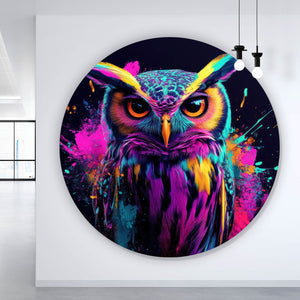 Aluminiumbild Beeindruckende abstrakte Eule Explosion Kreis