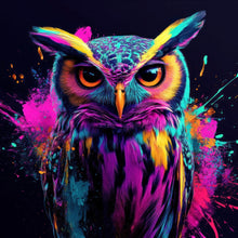 Lade das Bild in den Galerie-Viewer, Aluminiumbild Beeindruckende abstrakte Eule Explosion Quadrat
