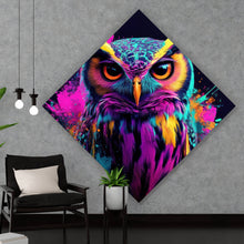 Lade das Bild in den Galerie-Viewer, Spannrahmenbild Beeindruckende abstrakte Eule Explosion Raute
