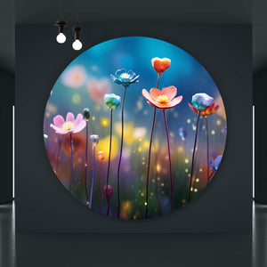 Aluminiumbild Beeindruckende bunte Blumen Kreis
