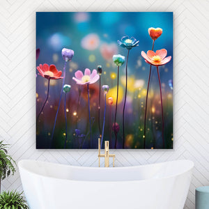 Leinwandbild Beeindruckende bunte Blumen Quadrat