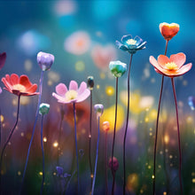 Lade das Bild in den Galerie-Viewer, Leinwandbild Beeindruckende bunte Blumen Quadrat
