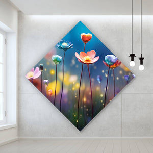 Leinwandbild Beeindruckende bunte Blumen Raute