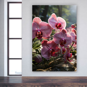 Leinwandbild Beeindruckende Orchideen im Naturparadies Hochformat