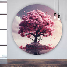 Lade das Bild in den Galerie-Viewer, Aluminiumbild gebürstet Beeindruckender Baum auf stiller Wasserfläche Kreis
