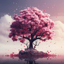 Lade das Bild in den Galerie-Viewer, Aluminiumbild Beeindruckender Baum auf stiller Wasserfläche Quadrat
