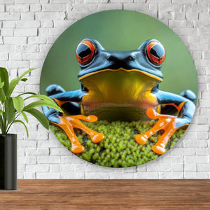 Aluminiumbild gebürstet Beeindruckender Frosch in der Natur Kreis