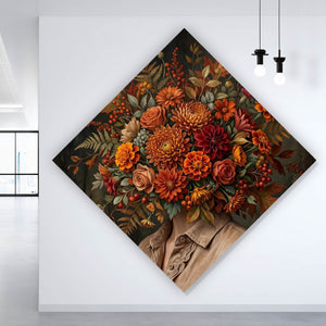 Leinwandbild Beeindruckendes Blumenarrangement Porträt Raute