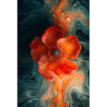Lade das Bild in den Galerie-Viewer, Spannrahmenbild Beeindruckendes Fluid Art mit Blume Hochformat
