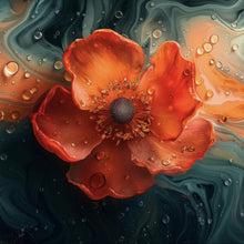 Lade das Bild in den Galerie-Viewer, Aluminiumbild Beeindruckendes Fluid Art mit Blume Quadrat
