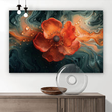 Lade das Bild in den Galerie-Viewer, Acrylglasbild Beeindruckendes Fluid Art mit Blume Querformat
