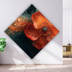 Acrylglasbild Beeindruckendes Fluid Art mit Blume Raute