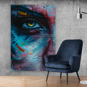 Acrylglasbild Beeindruckendes Gesichtsgraffiti Hochformat