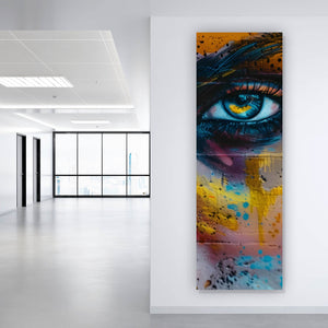 Leinwandbild Beeindruckendes Gesichtsgraffiti Panorama Hoch