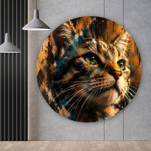 Aluminiumbild Beeindruckendes modernes Katzenportrait im Street Art Stil Kreis