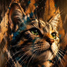 Lade das Bild in den Galerie-Viewer, Poster Beeindruckendes modernes Katzenportrait im Street Art Stil Quadrat
