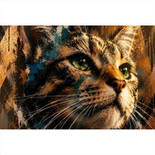 Lade das Bild in den Galerie-Viewer, Poster Beeindruckendes modernes Katzenportrait im Street Art Stil Querformat
