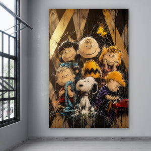 Poster Beliebte Cartoon Figuren im Street Art Stil Hochformat