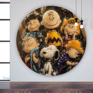 Aluminiumbild Beliebte Cartoon Figuren im Street Art Stil Kreis