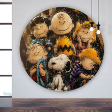 Lade das Bild in den Galerie-Viewer, Aluminiumbild gebürstet Beliebte Cartoon Figuren im Street Art Stil Kreis
