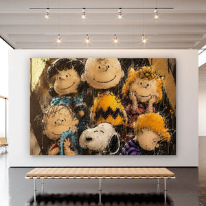 Leinwandbild Beliebte Cartoon Figuren im Street Art Stil Querformat