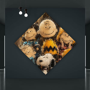 Leinwandbild Beliebte Cartoon Figuren im Street Art Stil Raute