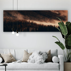 Leinwandbild Berglandschaft bei Sonnenaufgang Panorama
