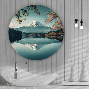 Aluminiumbild Berglandschaft mit ruhigem See Kreis