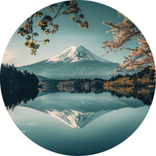 Lade das Bild in den Galerie-Viewer, Aluminiumbild gebürstet Berglandschaft mit ruhigem See Kreis
