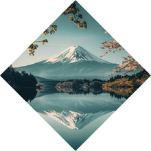 Lade das Bild in den Galerie-Viewer, Aluminiumbild gebürstet Berglandschaft mit ruhigem See Raute
