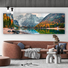 Lade das Bild in den Galerie-Viewer, Spannrahmenbild Berglandschaft mit Spiegelung im See Panorama
